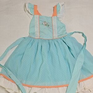 Evie's Closet Blue and Peach Ruffled Dress